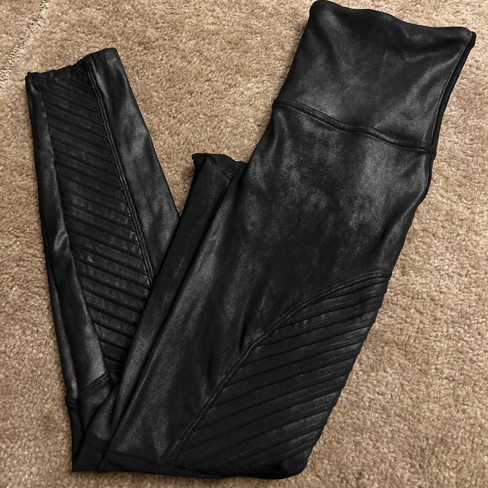 Spanx motto faux leather leggings sz Lg - Picture 10 of 10